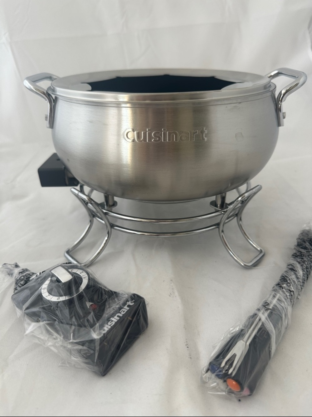 Cuisinart Brushed Silver Stainless Steel Fondue Set with Stand - Picture 3 of 3